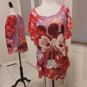 4/$60 New Minnie & Mickey Tie-Dye Tee - Size XL (Junior - 15/17 Girl)